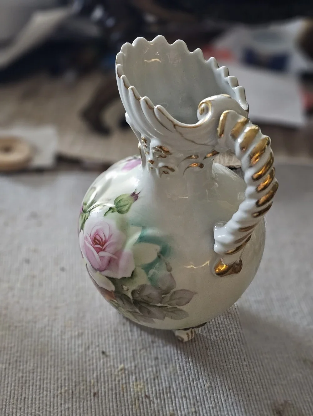 Antique VICTORIAN Nippon Footed Cabinet Porcelain Ewer